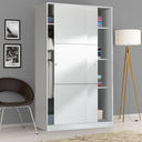 Roupeiro Max com 2 portas de correr, 200x120x50 cm, branco brilhante