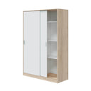 Armadio Moon con 2 ante scorrevoli, 200x120x50 cm, rovere e bianco, Artik