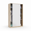 Armadio Moon con 2 ante scorrevoli, 200x120x50 cm, rovere e bianco, Artik