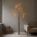 Albero innevato con 48 luci LED bianco caldo, lungo 1,2 m