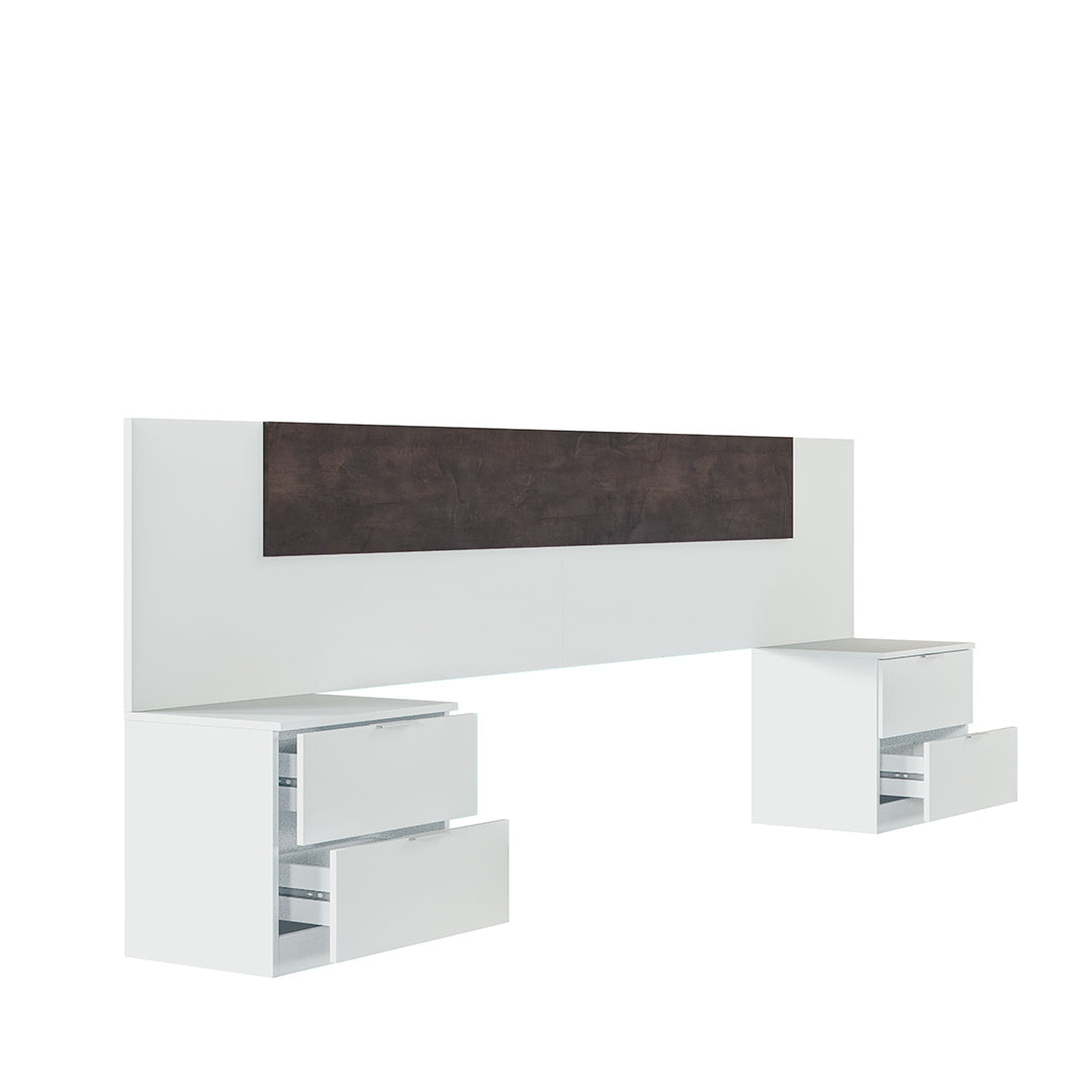 CABECERO CON MESITAS 247x95x38CM BLANCO ARTIK/OXIDO