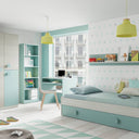 CAMA NIDO JUVENIL + ESTANTE SNUBA 43X201X98 CM VERDE ACQUA / BLANCO ALPES