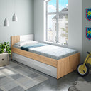 Cama cabezal dos cajones 77x196x97 cm blanco artik y roble nodi