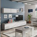 Meuble TV 200 x 43 x 41 cm en ciment et blanc Artik