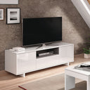 MOBILE TV CON ANTA E RIPIANO 150X46X41 CM BIANCO LUCIDO/GRIGIO CENERE