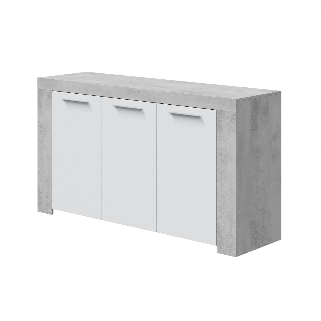 Mueble salón 3 puertas urban bufet 144x80x42 cm cemento/blanco artik