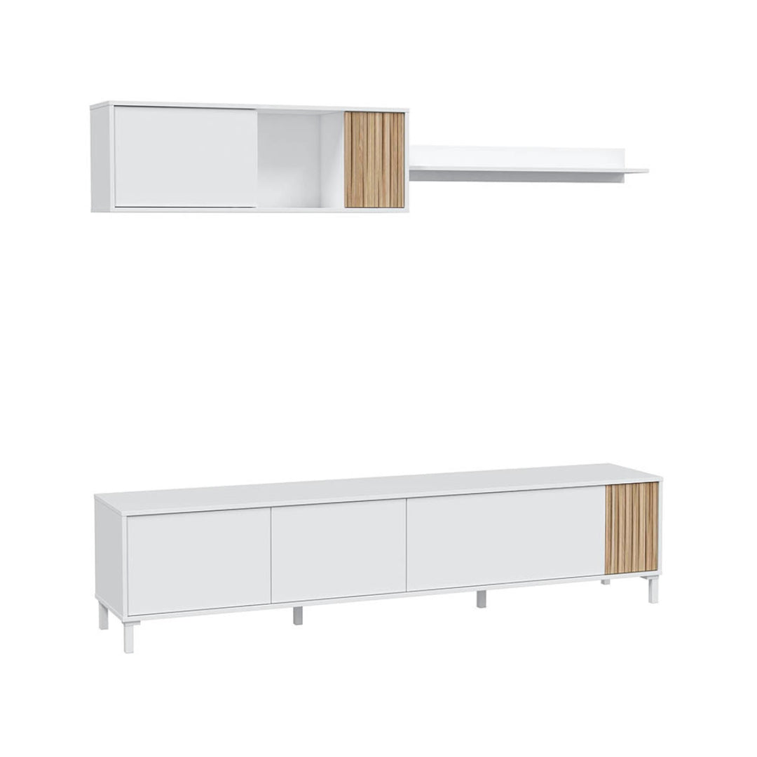 Mueble tv tempus 200x47x40 cm blanco artik/natur