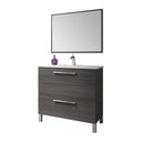 Mobile bagno con anta battente + cassetto con lavabo + specchio grigio