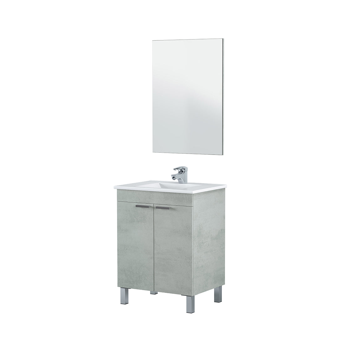 MUEBLE BAÑO 2 PUERTAS CON LAVABO + ESPEJO LC1-60 CEMENTO