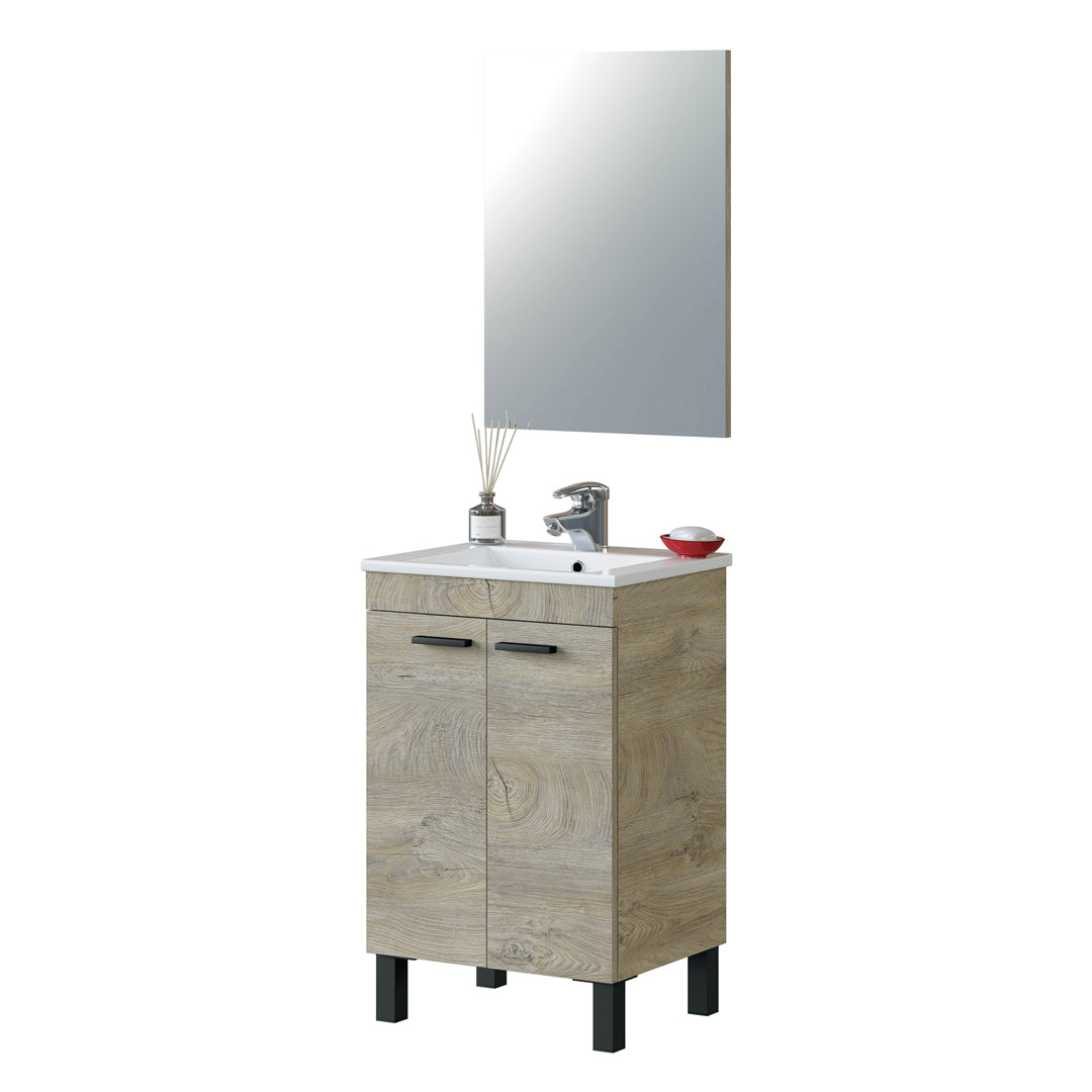 MOBILE BAGNO KONCEPT CON SPECCHIO 80X50X40 CM ROVERE ALASKA