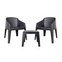 Ensemble Baku avec table et 2 chaises gris anthracite pour jardin et terrasse