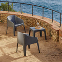 Ensemble Baku avec table et 2 chaises gris anthracite pour jardin et terrasse