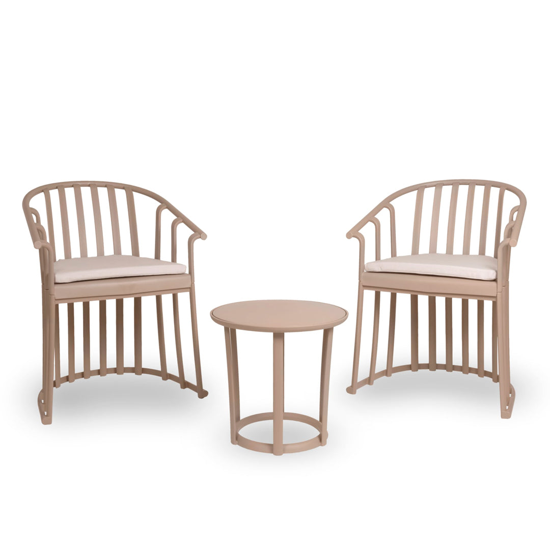 Ensemble de jardin Raff avec 2 fauteuils et une table couleur sable, design moderne et élégant pour l'extérieur