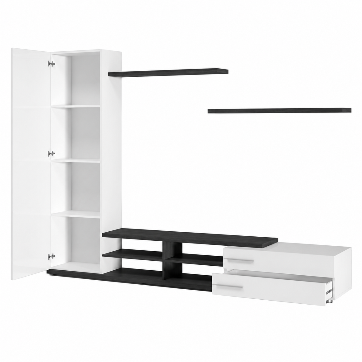 Móvel para TV 240x180x41 cm branco brilhante/cinza-claro