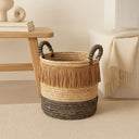 Panier Hama en fibres naturelles avec poignées, noir et marron