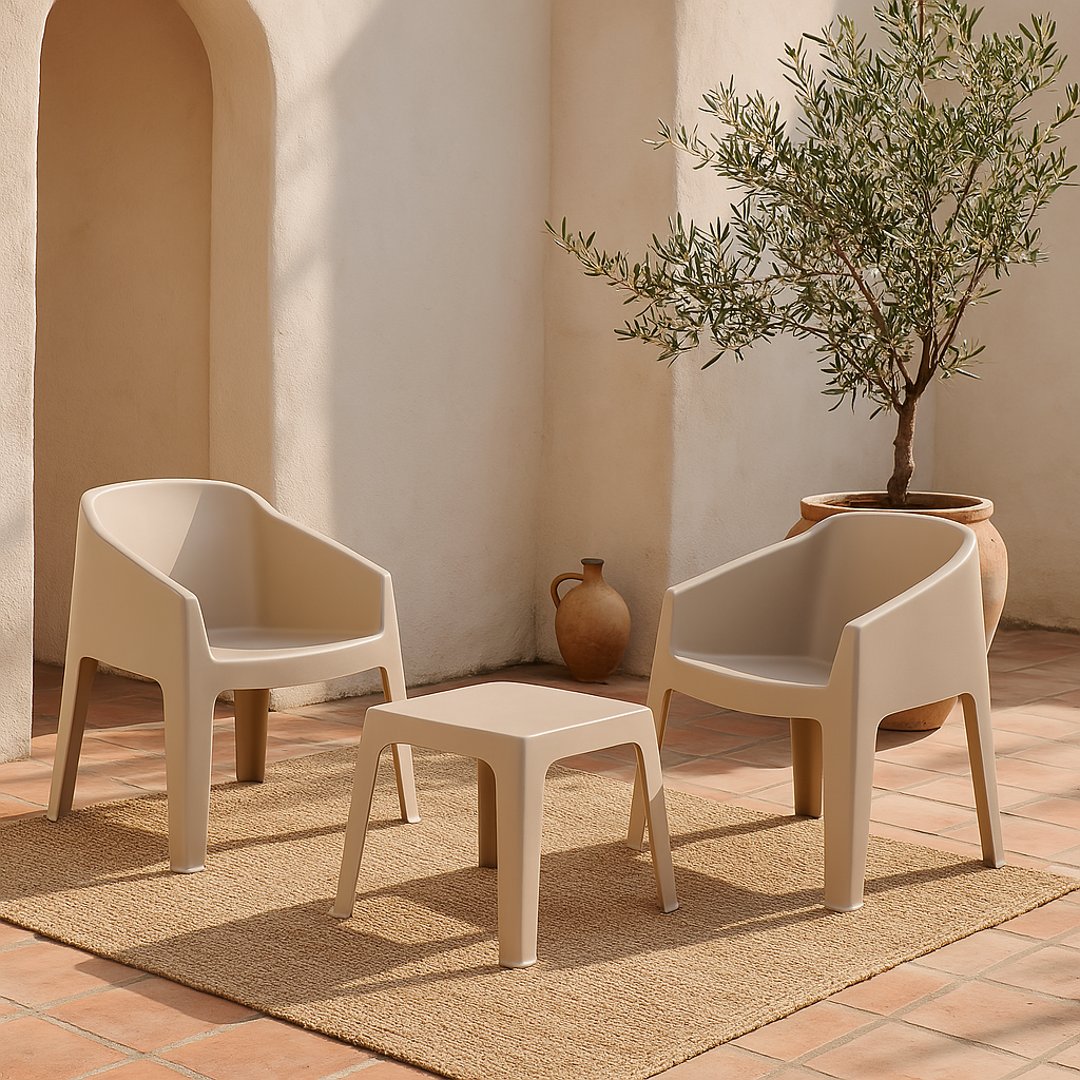 SET BAKU TAVOLINO E 2 SEDIE BEIGE