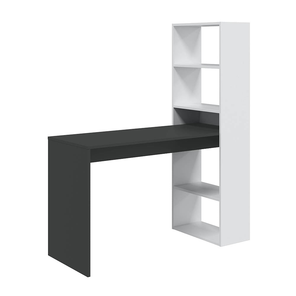 Tavolo scrivania a doppio ripiano 144x120x53 cm artik bianco e grigio antracite