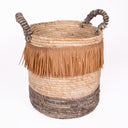 Panier Hama en fibres naturelles avec poignées, noir et marron