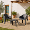 Ensemble Baku avec table et 2 chaises gris anthracite pour jardin et terrasse